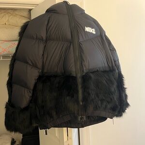 Nike Black Puffer Jacket with Faux Fur